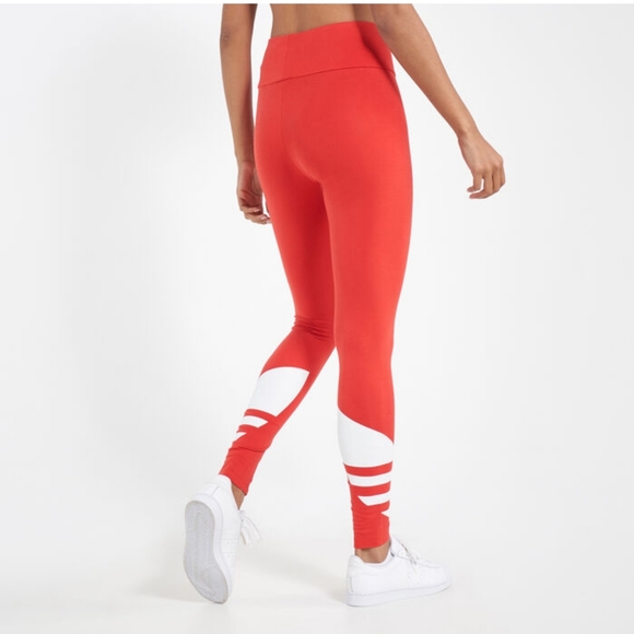 NWOT ADIDAS LARGE LOGO TIGHTS LUSH RED/WHITE - Picture 3 of 16